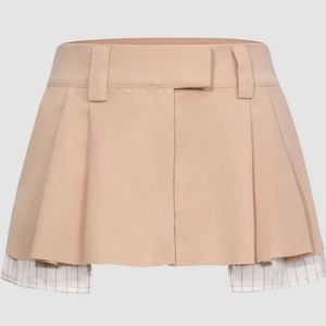 Raw Hem Patchwork Pleated Mini Skirt (Miu Miu Mini Skirt)